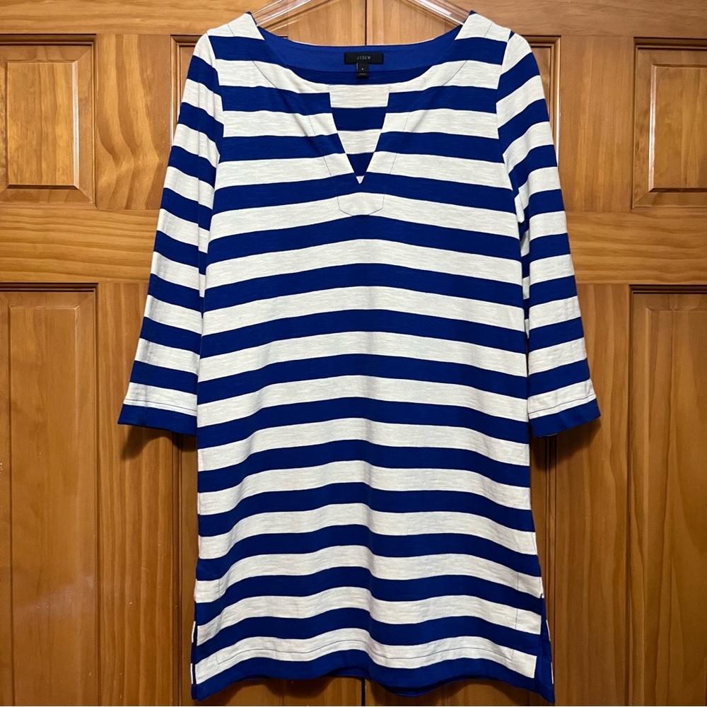J. Crew Nautical Striped Blue/White Sweatshirt Dress Size Small NWOT